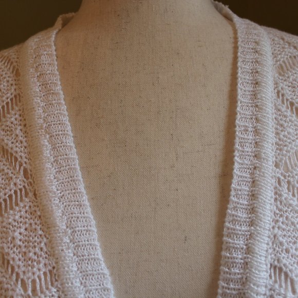 NWT Coldwater Creek Women's White Crochet Long-Sleeve Cardigan Size S/8 - Picture 10 of 11
